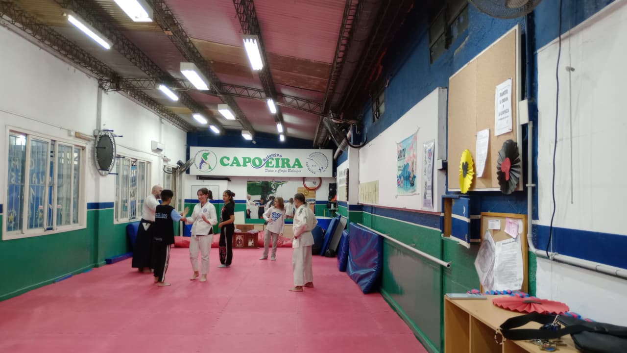 Niñas y niños practicando aikido en el Club El Alba